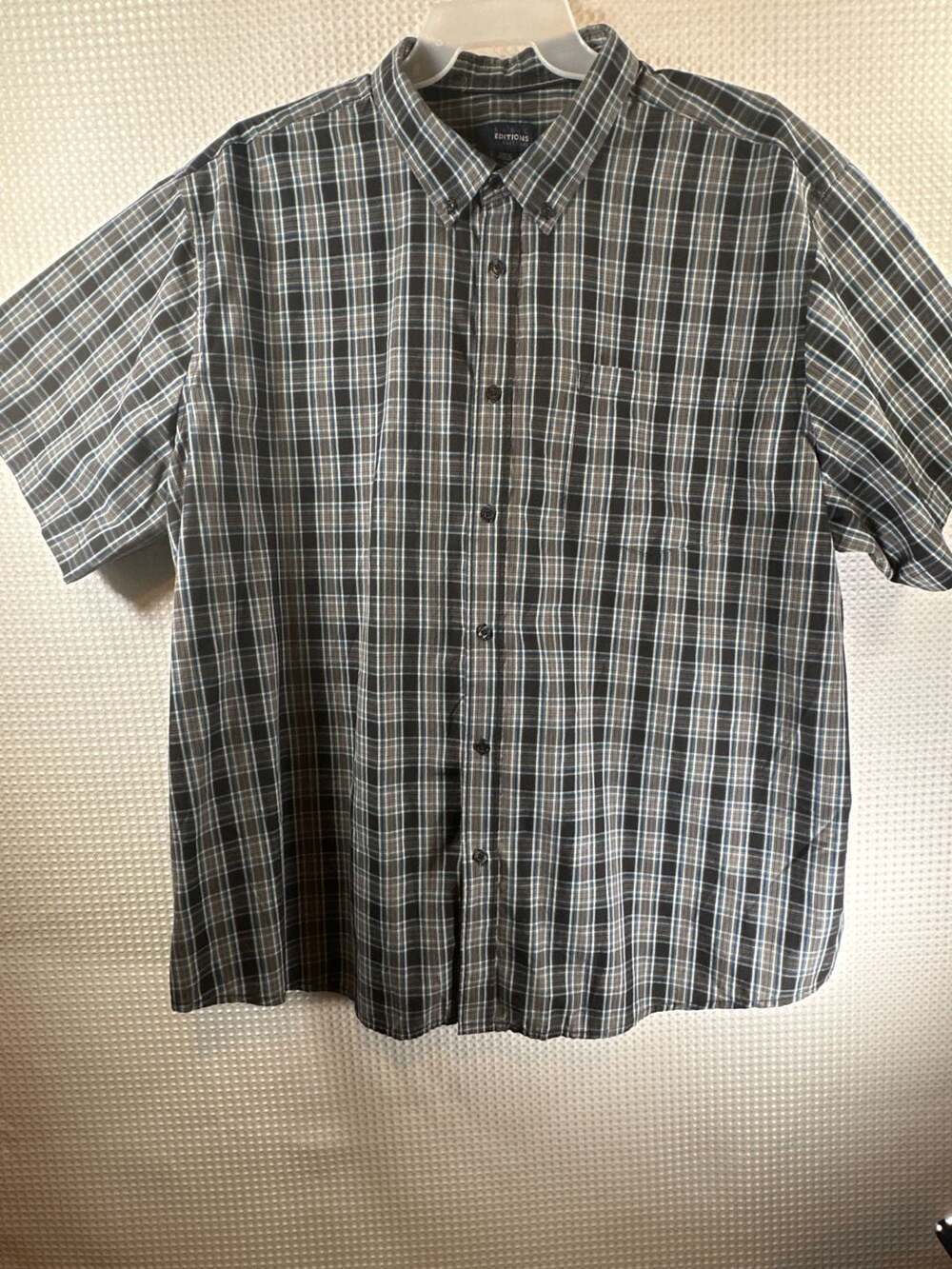 Basic Editions Easy Care Men's 3XL Short Sleeve Plaid Button Down Shirt